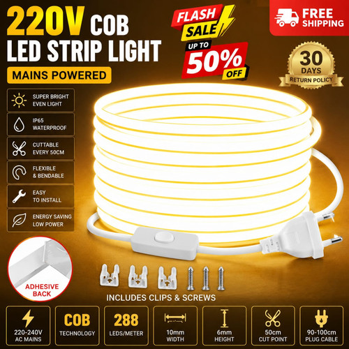 Cob led strip lights 220v - cob,