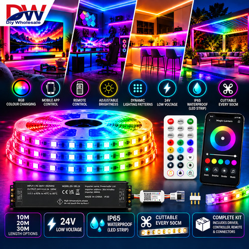 Rgb led strip lights 24v - led, ip65
